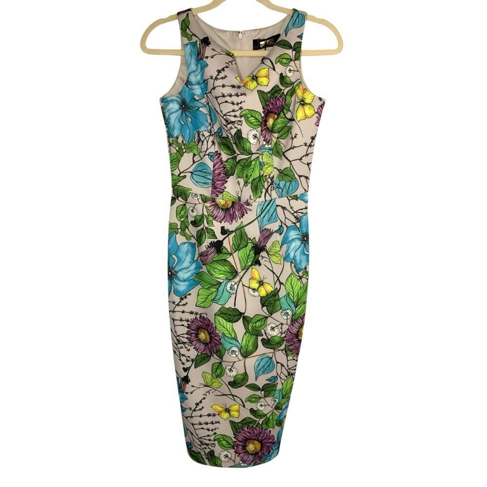 Alexia Admor XS Floral Print Colorful Feminine Career Office Easter Sheath Dress